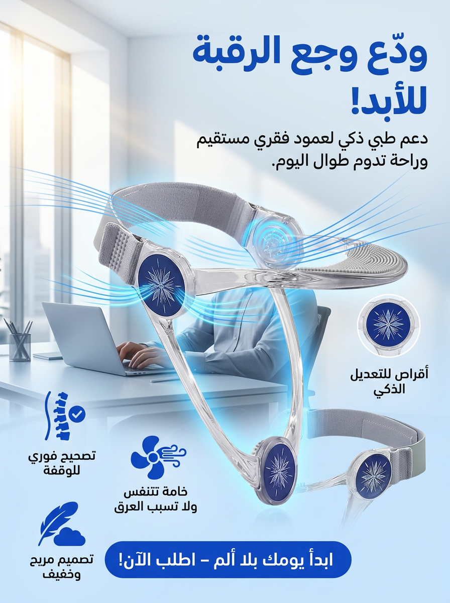دعامة رقبة بتصميم ذكي لدعم الذقن والعمود الفقري